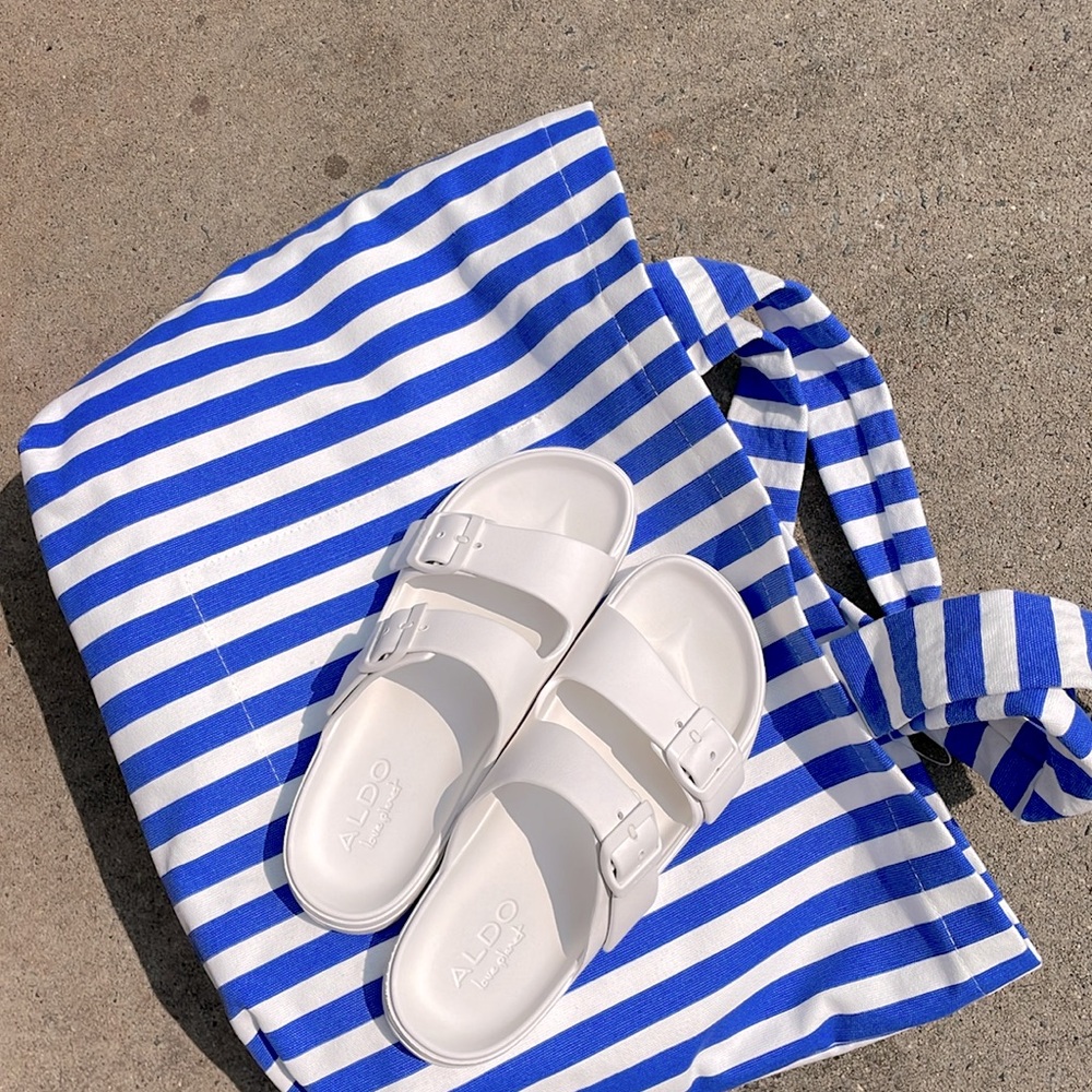 Aldo Love Planet White EVA Slide Sandals Eteiven Minimalist Comfort Sustainable